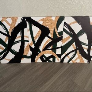 16x24 inch 3 Piece Abstract Art Canvas Set in Black, Gold, and Green